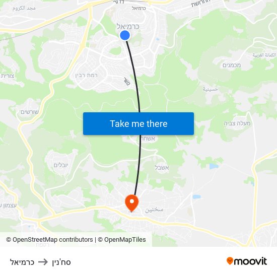 כרמיאל to סח'נין map