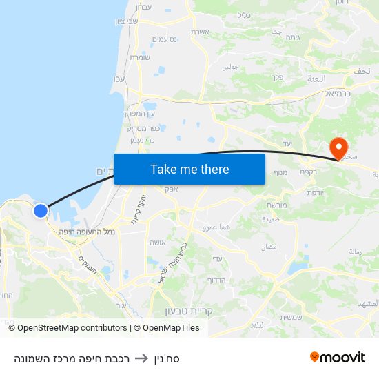רכבת חיפה מרכז השמונה to סח'נין map