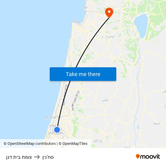 צומת בית דגן to סח'נין map