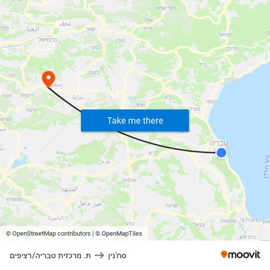 ת. מרכזית טבריה/רציפים to סח'נין map