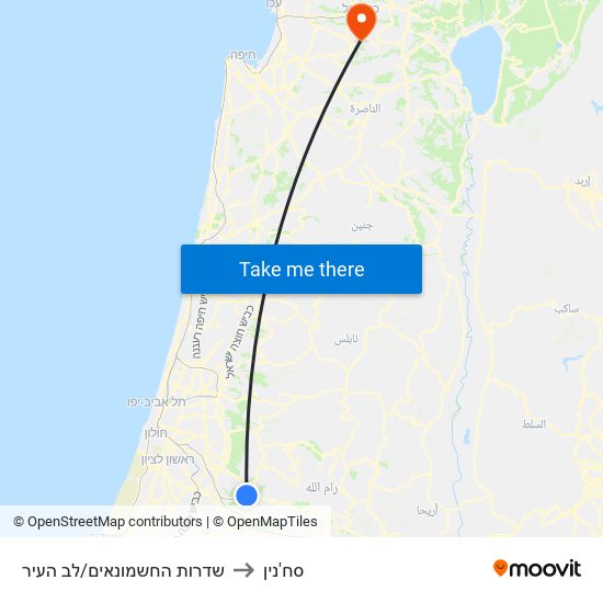 שדרות החשמונאים/לב העיר to סח'נין map