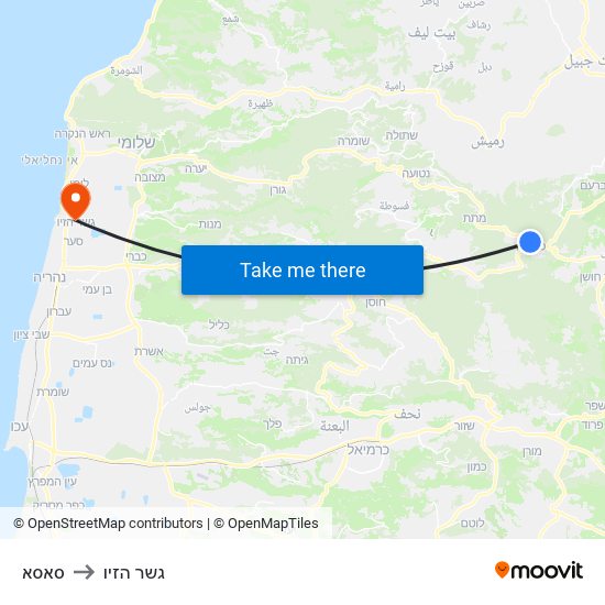 סאסא to גשר הזיו map