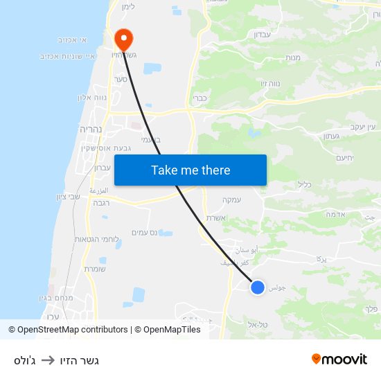 ג'ולס to גשר הזיו map