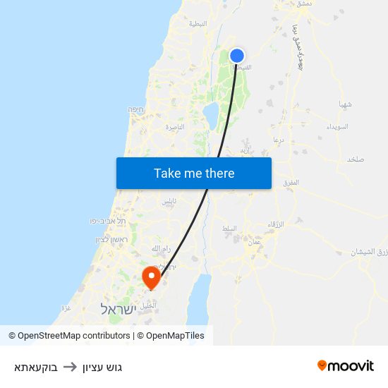 בוקעאתא to גוש עציון map