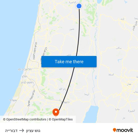 דבורייה to גוש עציון map