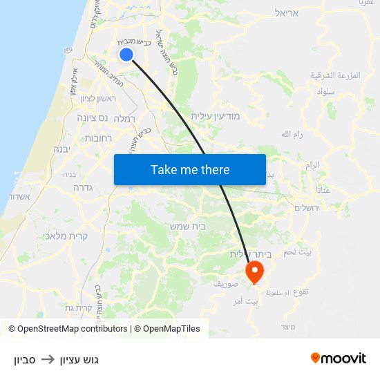 סביון to גוש עציון map