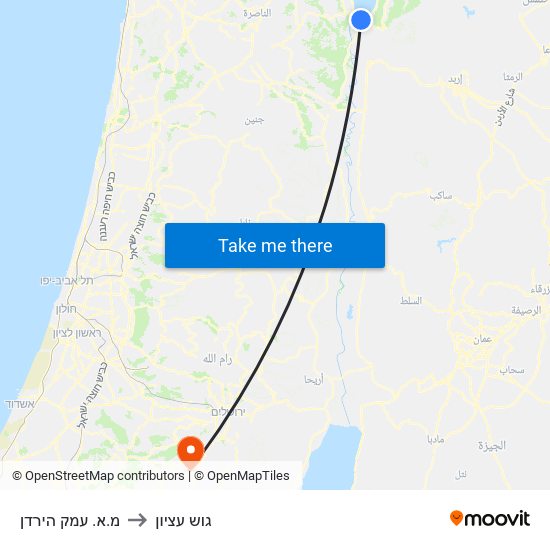 מ.א. עמק הירדן to גוש עציון map