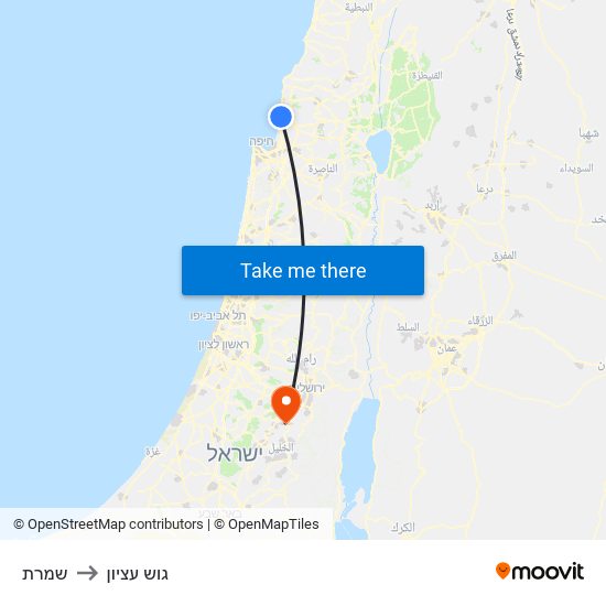 שמרת to גוש עציון map