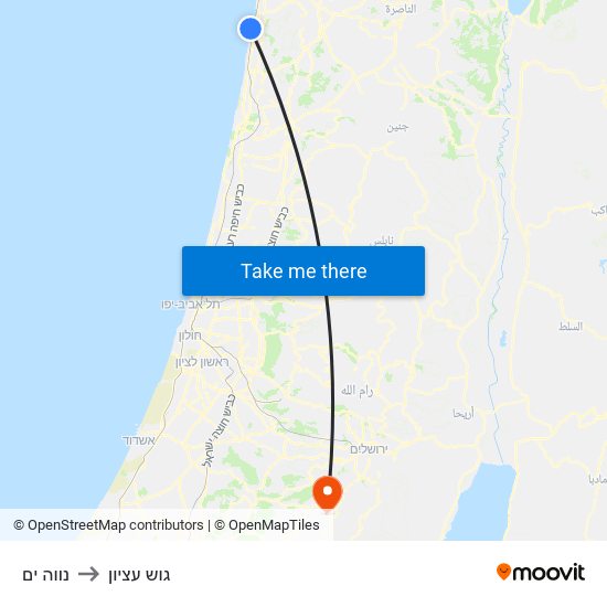נווה ים to גוש עציון map