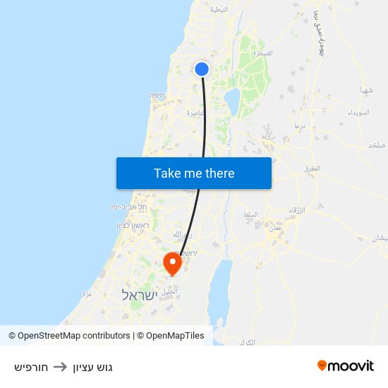 חורפיש to גוש עציון map