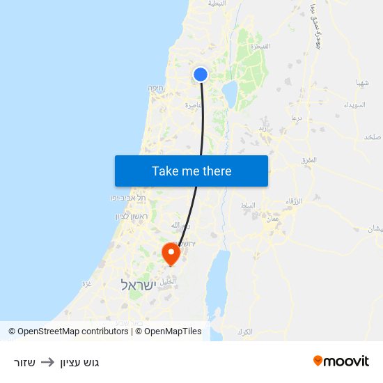 שזור to גוש עציון map