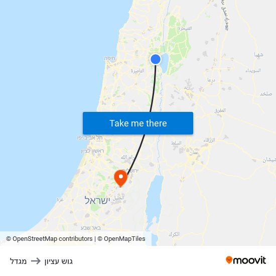 מגדל to גוש עציון map