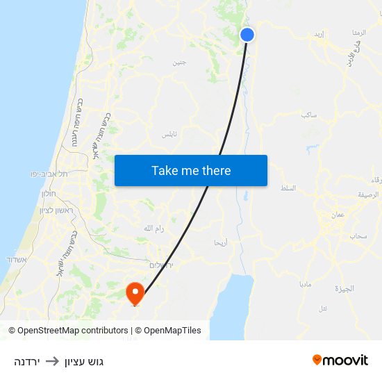 ירדנה to גוש עציון map
