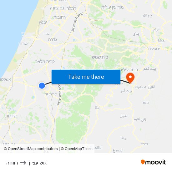 רווחה to גוש עציון map