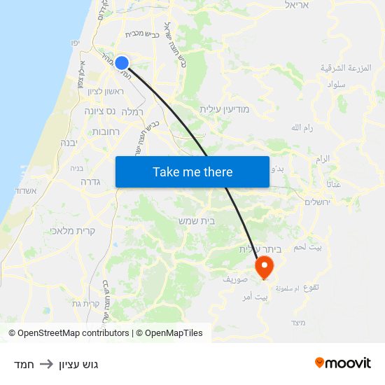 חמד to גוש עציון map