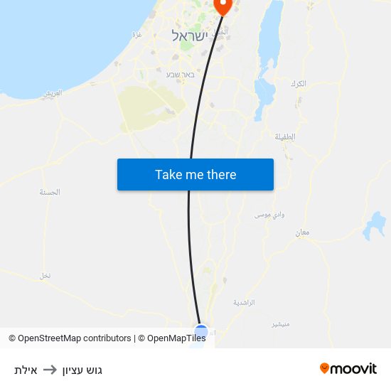 אילת to גוש עציון map