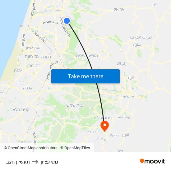 תעשיון חצב to גוש עציון map