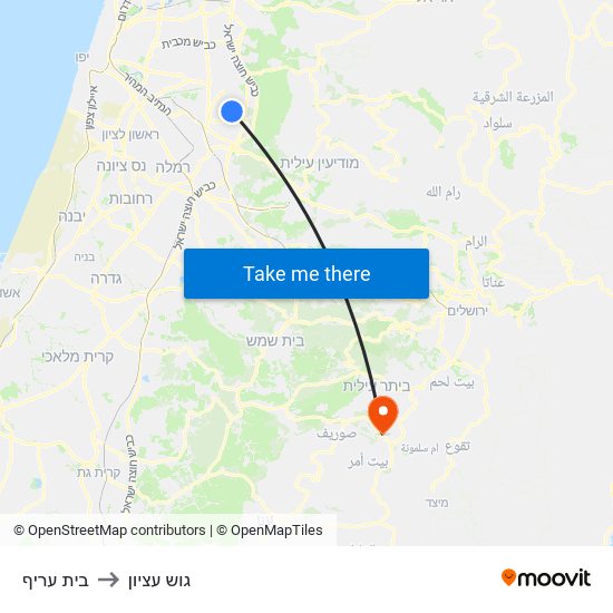 בית עריף to גוש עציון map