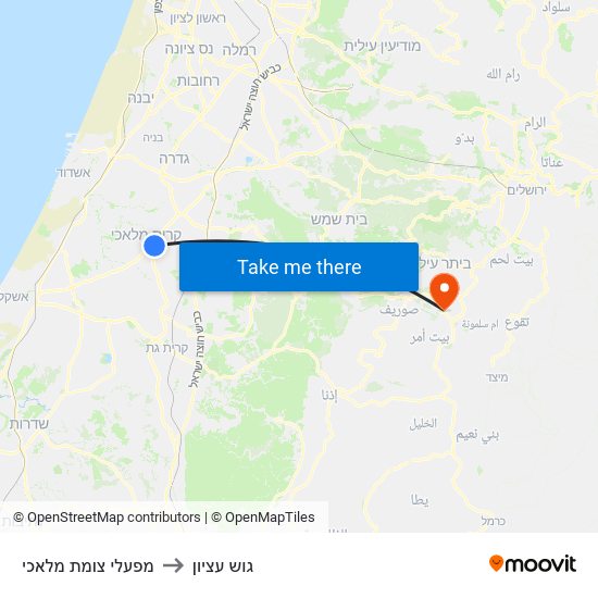 מפעלי צומת מלאכי to גוש עציון map