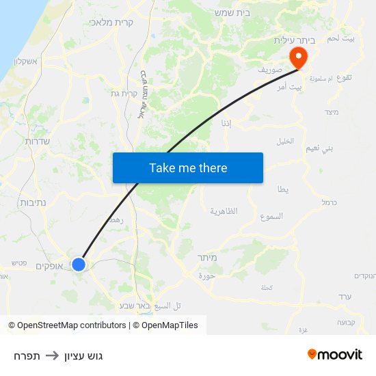 תפרח to גוש עציון map