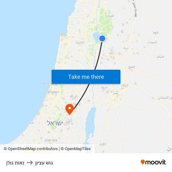 נאות גולן to גוש עציון map