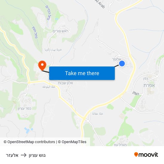 אלעזר to גוש עציון map