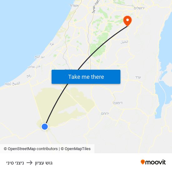 ניצני סיני to גוש עציון map