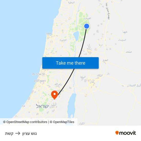 קשת to גוש עציון map