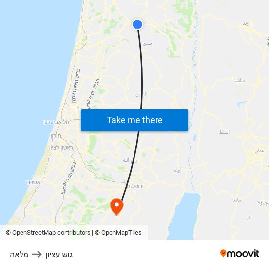 מלאה to גוש עציון map