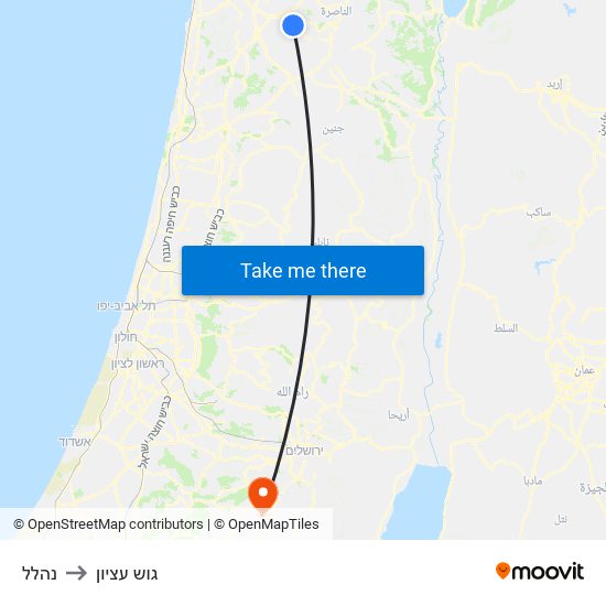 נהלל to גוש עציון map