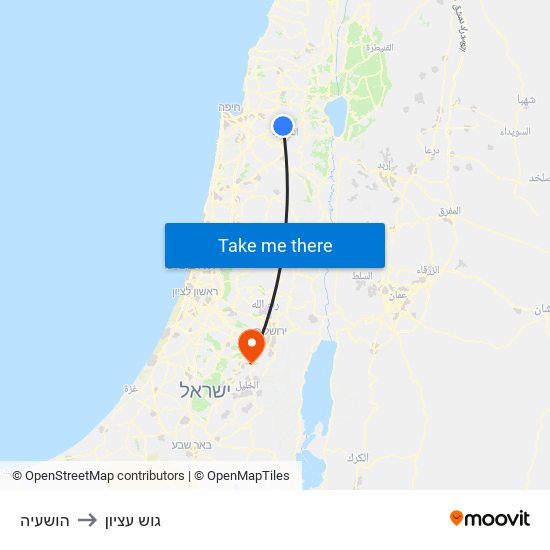 הושעיה to גוש עציון map