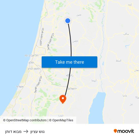 מבוא דותן to גוש עציון map