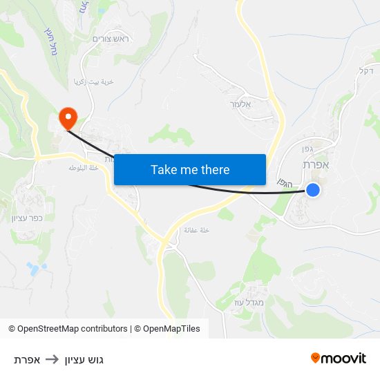 אפרת to גוש עציון map