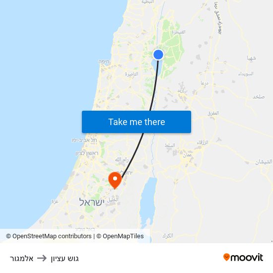 אלמגור to גוש עציון map