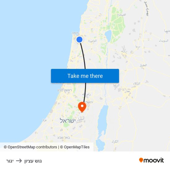 יגור to גוש עציון map