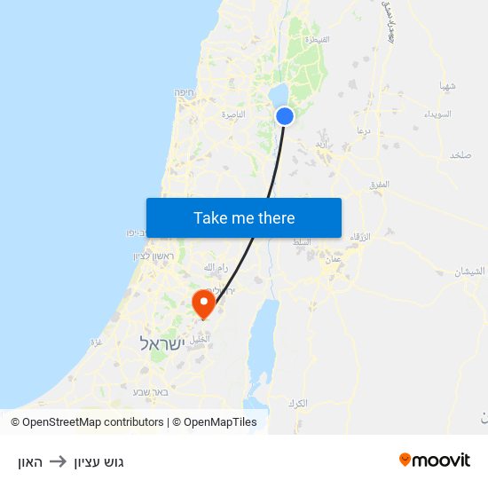 האון to גוש עציון map