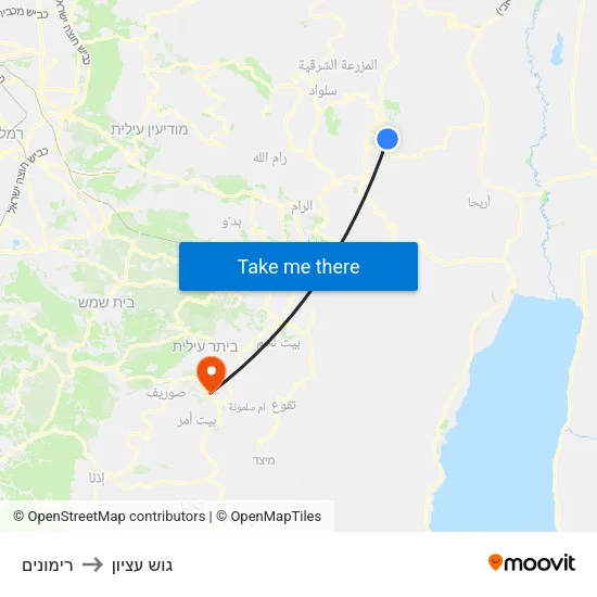 רימונים to גוש עציון map