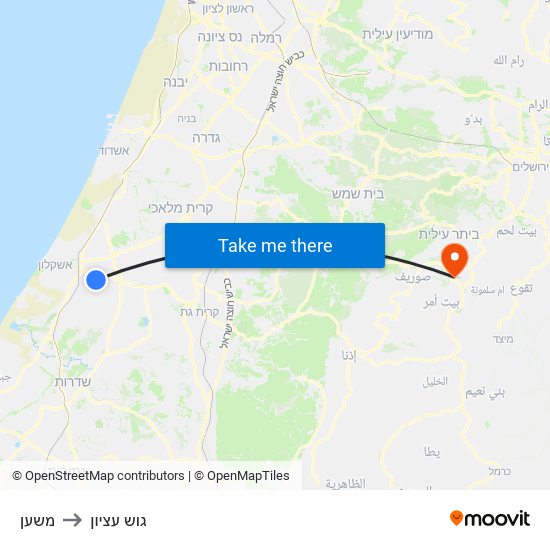 משען to גוש עציון map