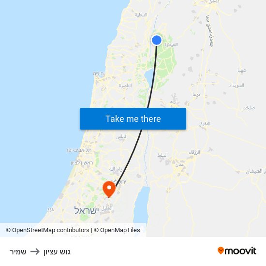 שמיר to גוש עציון map