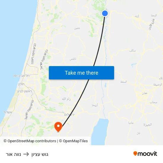 נווה אור to גוש עציון map