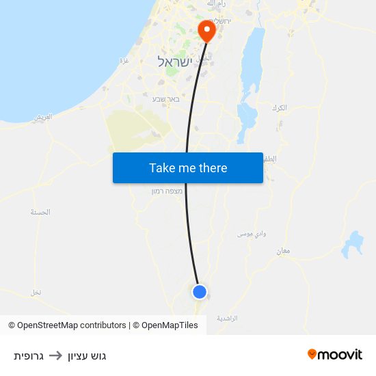 גרופית to גוש עציון map