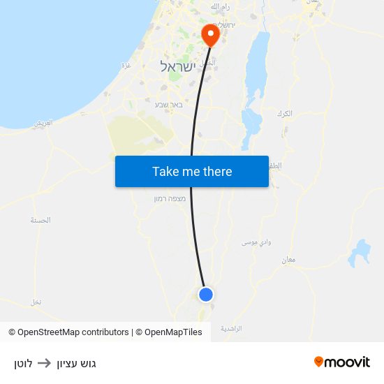 לוטן to גוש עציון map