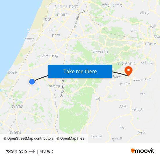 כוכב מיכאל to גוש עציון map