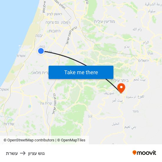 עשרת to גוש עציון map