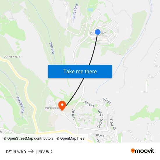 ראש צורים to גוש עציון map