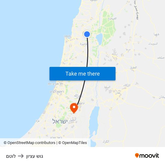 לוטם to גוש עציון map