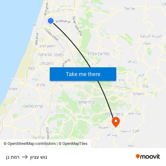 רמת גן to גוש עציון map