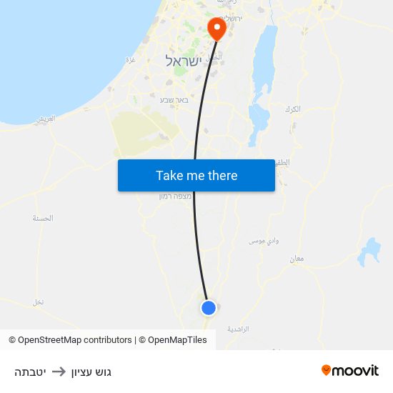 יטבתה to גוש עציון map