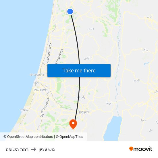 רמת השופט to גוש עציון map