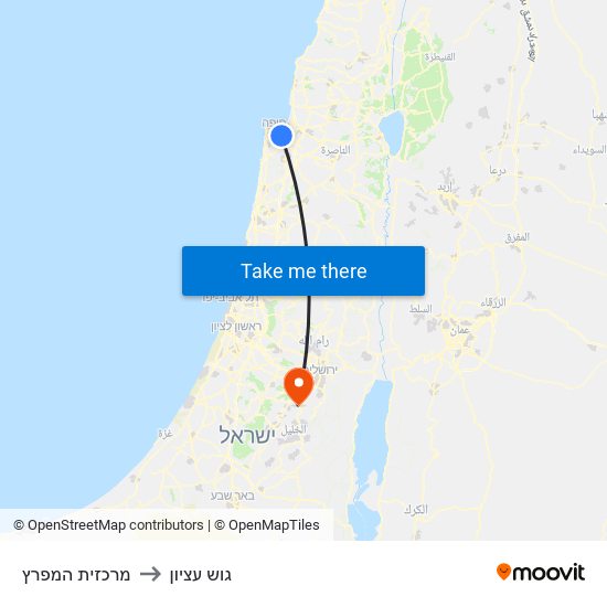 מרכזית המפרץ to גוש עציון map